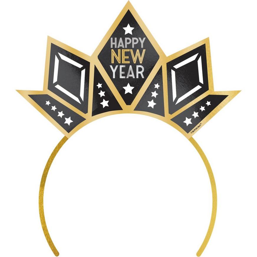 Black, Gold & Silver Art Deco New Year's Cardstock Tiara Headband
