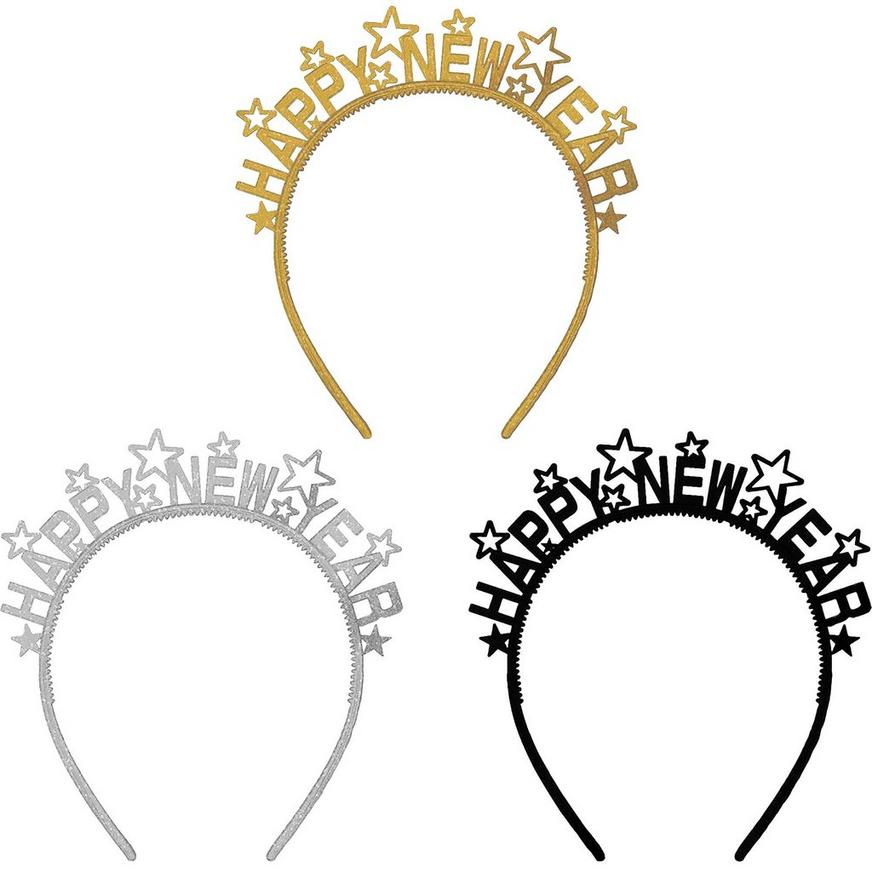Happy New Year Metallic Headbands