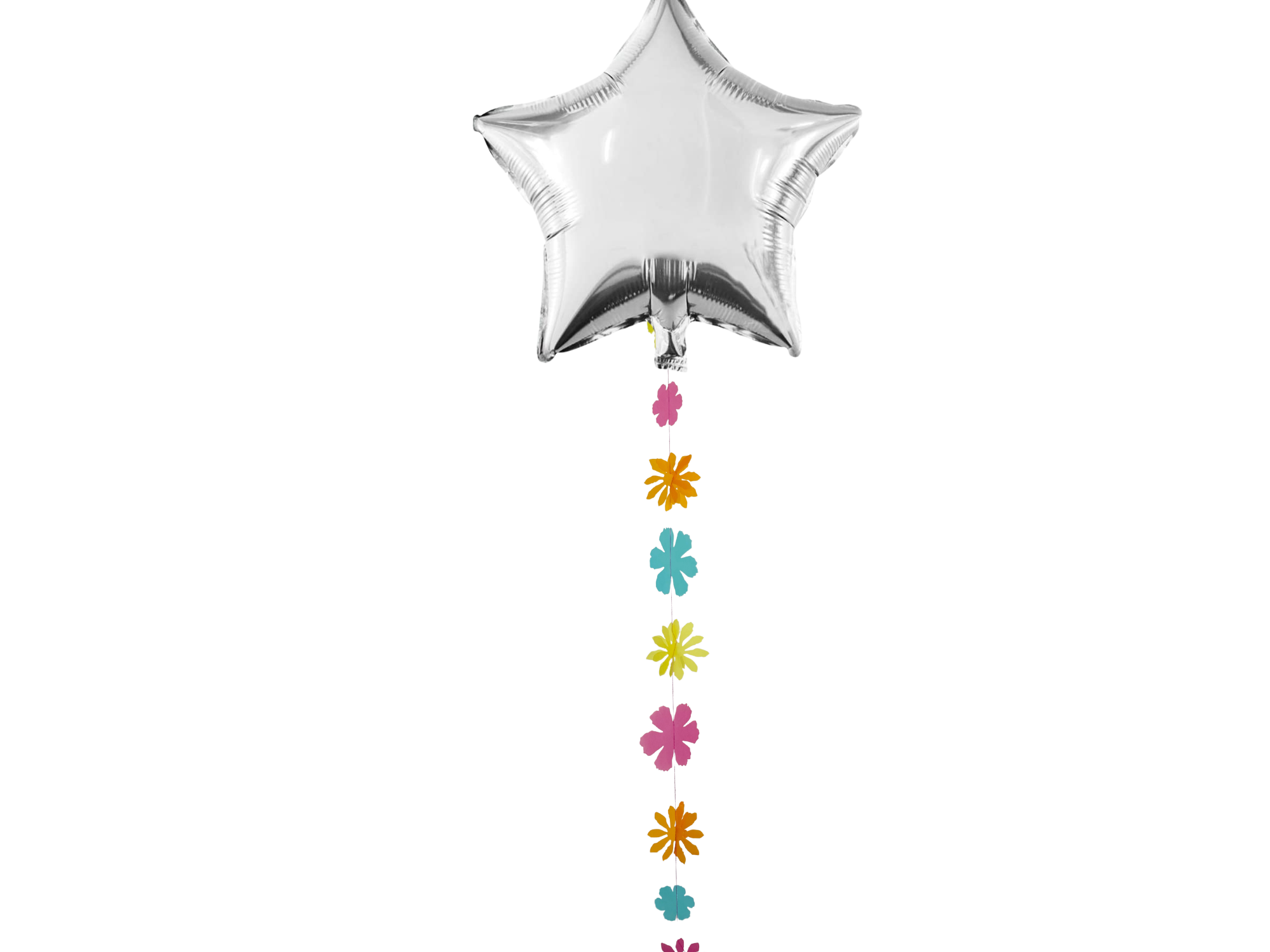 Multi-Colored Flowers Balloon Tail