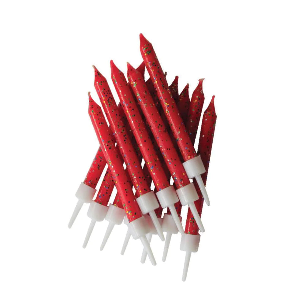 Glitter Red Cake Candles