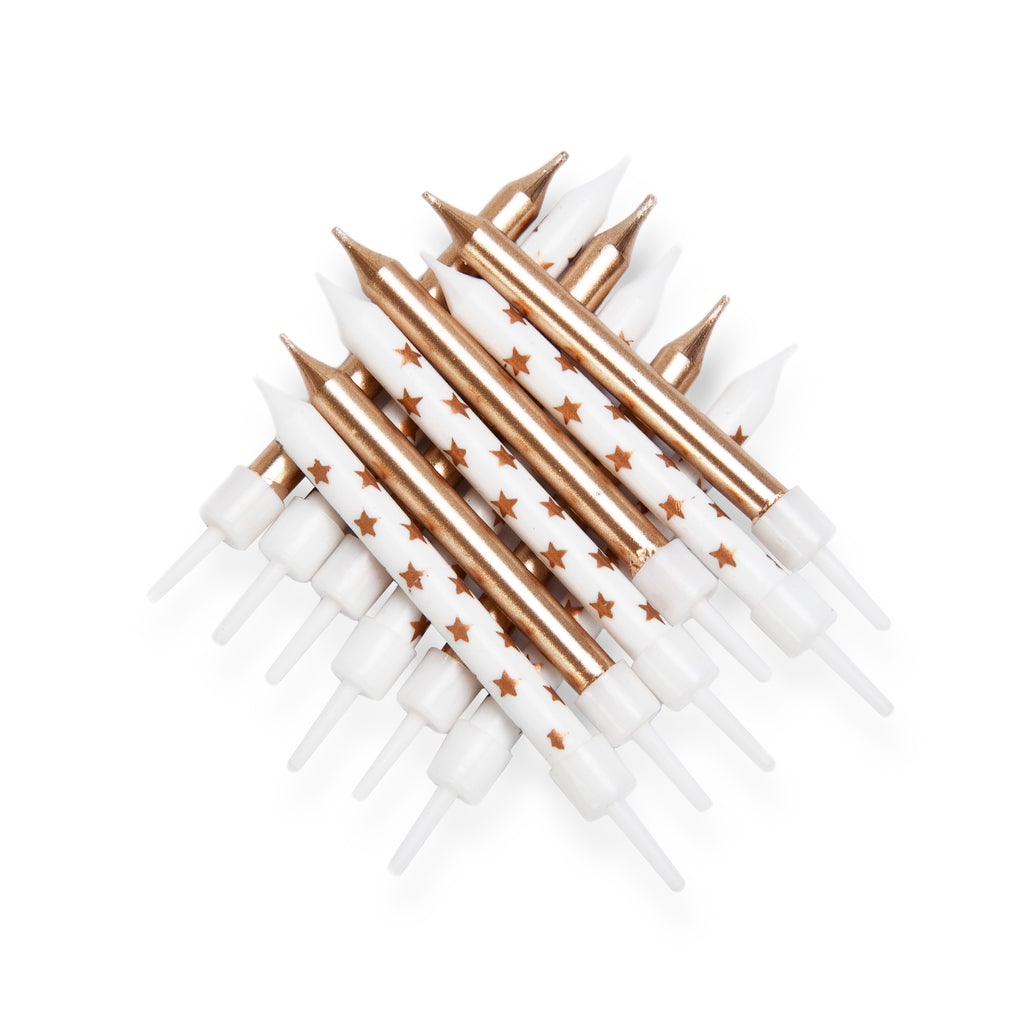 Metallic Star Mix Candles Gold with Holders