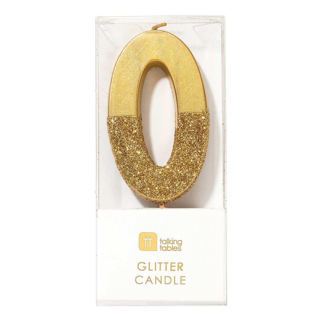 Gold Glitter Number Candle 0