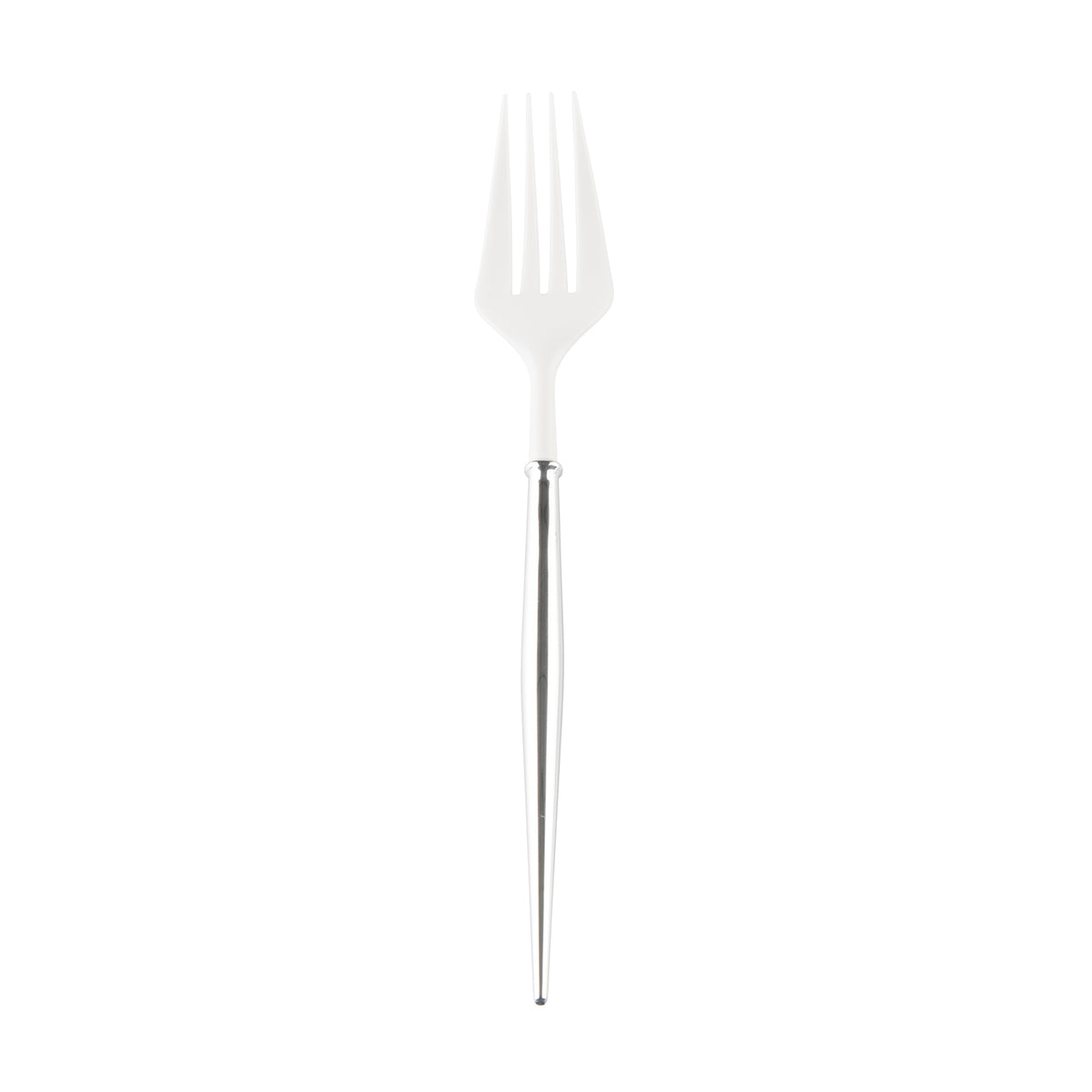 Silver &amp; White Plastic Forks - 20PC