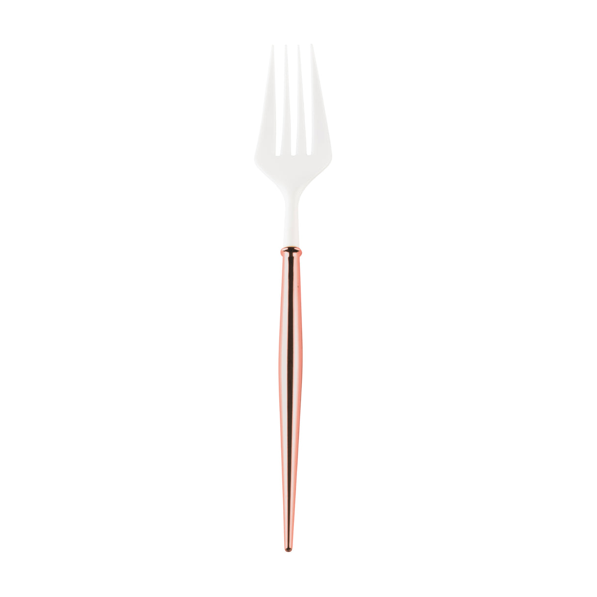 Rose Gold &amp; White Plastic Forks - 20PC