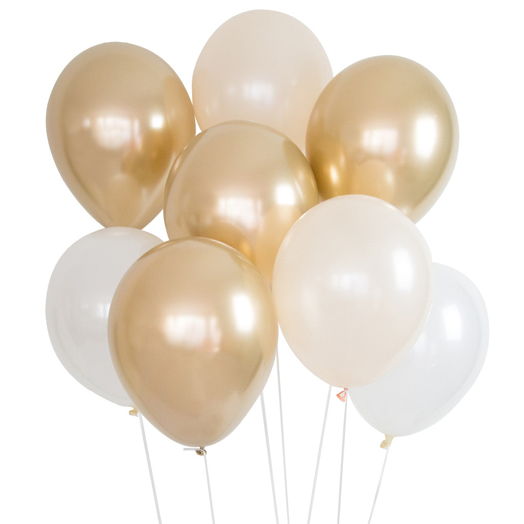 Gold & White Balloon Bouquet