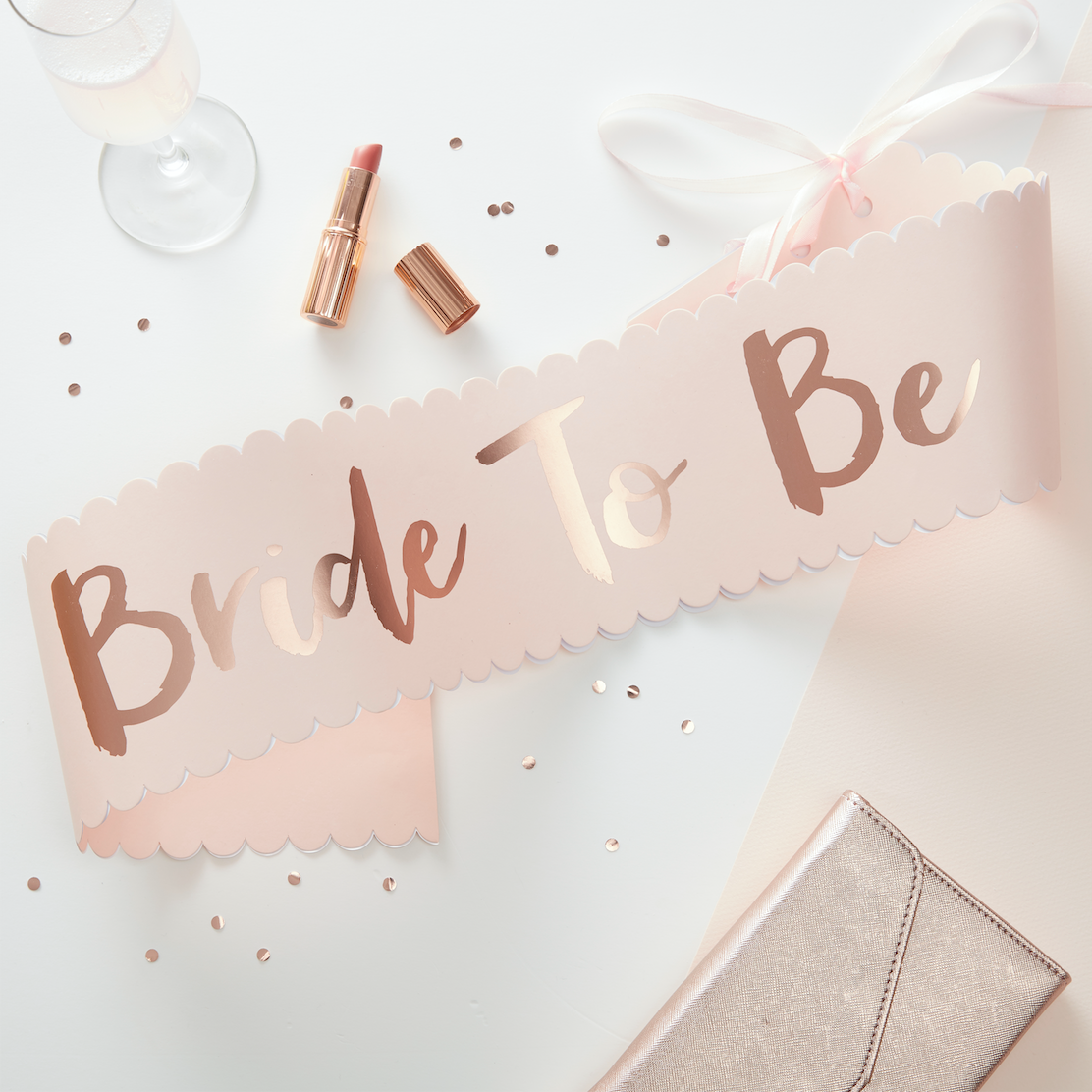 Bride to Be Pink &amp; Rose Gold Sash