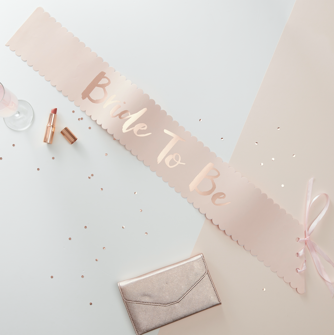 Bride to Be Pink &amp; Rose Gold Sash