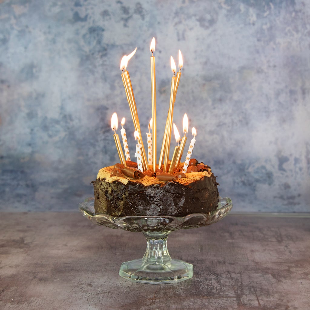 Metallic Star Mix Candles Gold with Holders