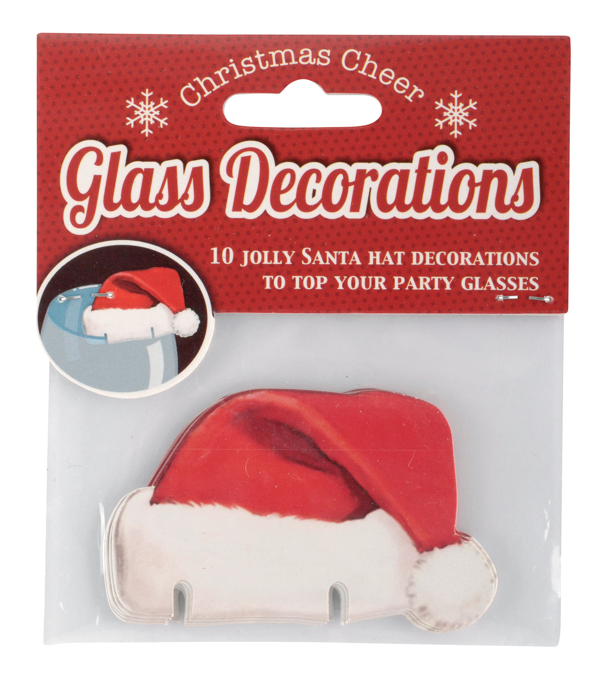 Santa Hat Christmas Glass Decorations