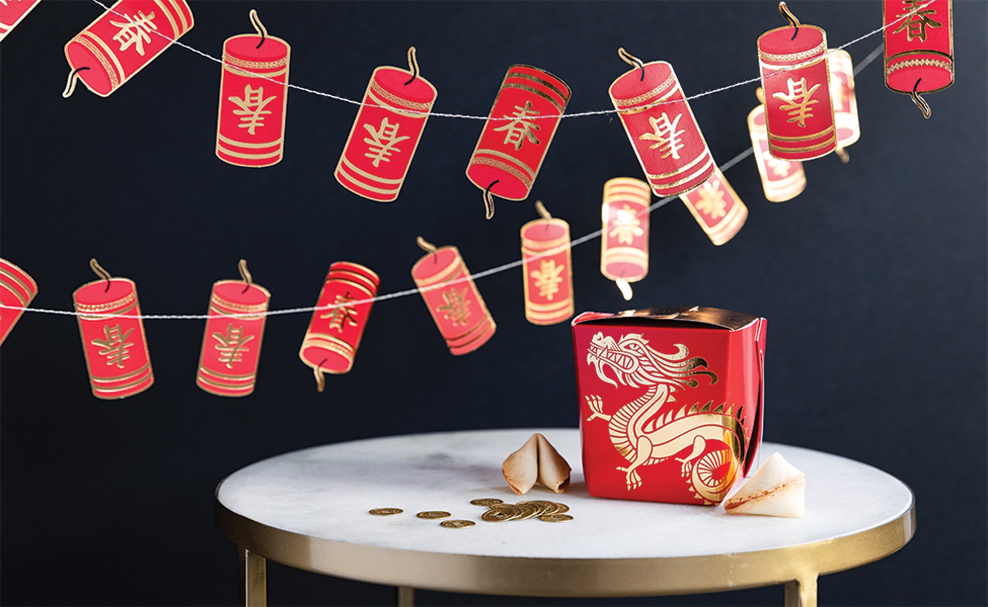 Red & Gold Firecracker Banner