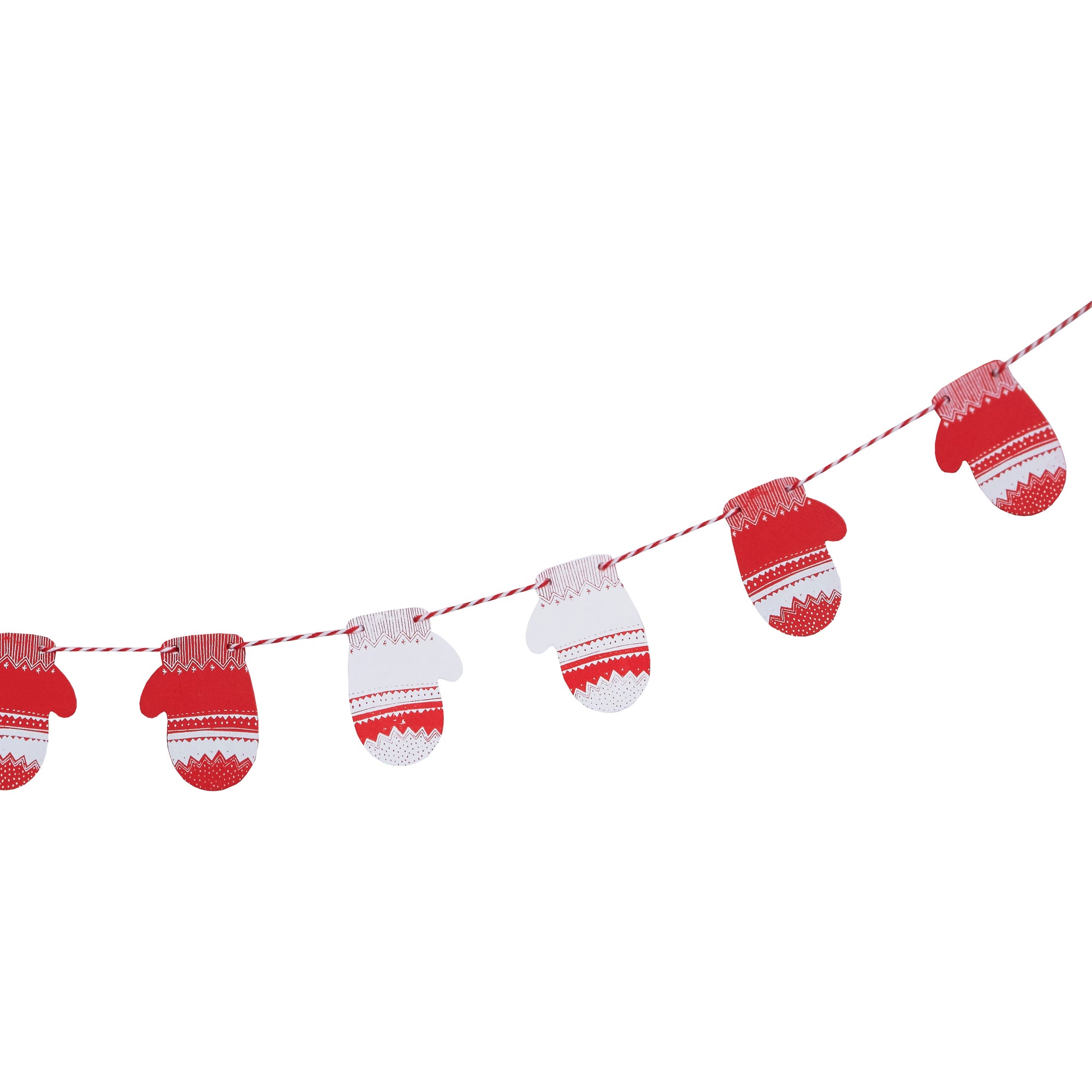 Red And White Christmas Mitten Wooden Bunting