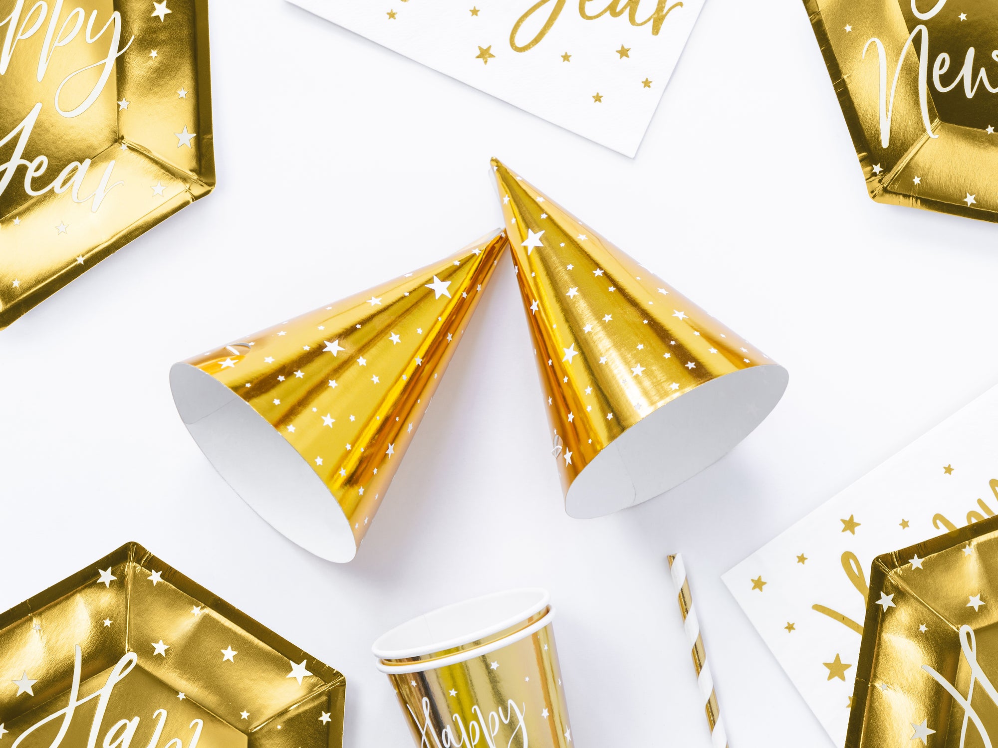 Gold Star Party Hats 