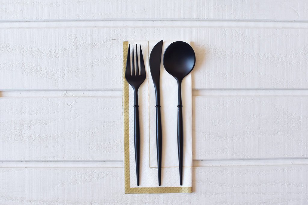 All Black Assorted Plastic Flatware 
