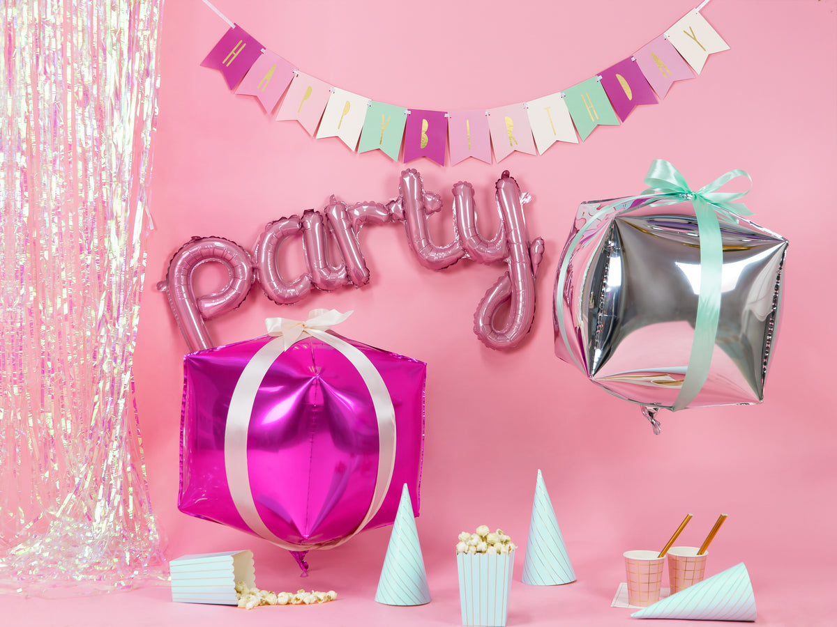 Dark Pink Cube Foil Balloon 