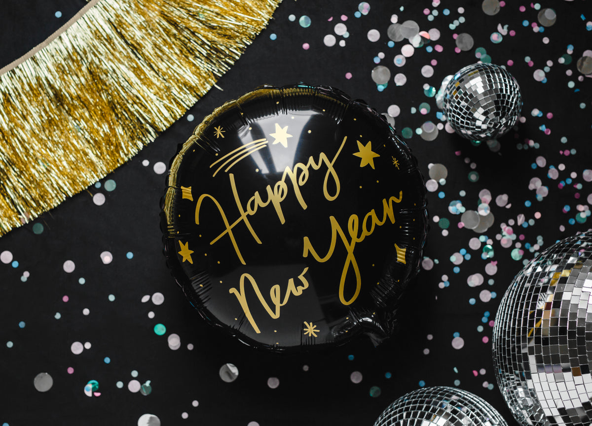 Happy New Year Black Foil Balloon