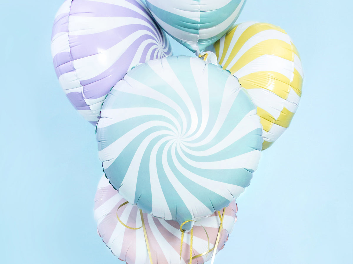 Light Blue Swirly Lollipop Foil Balloon
