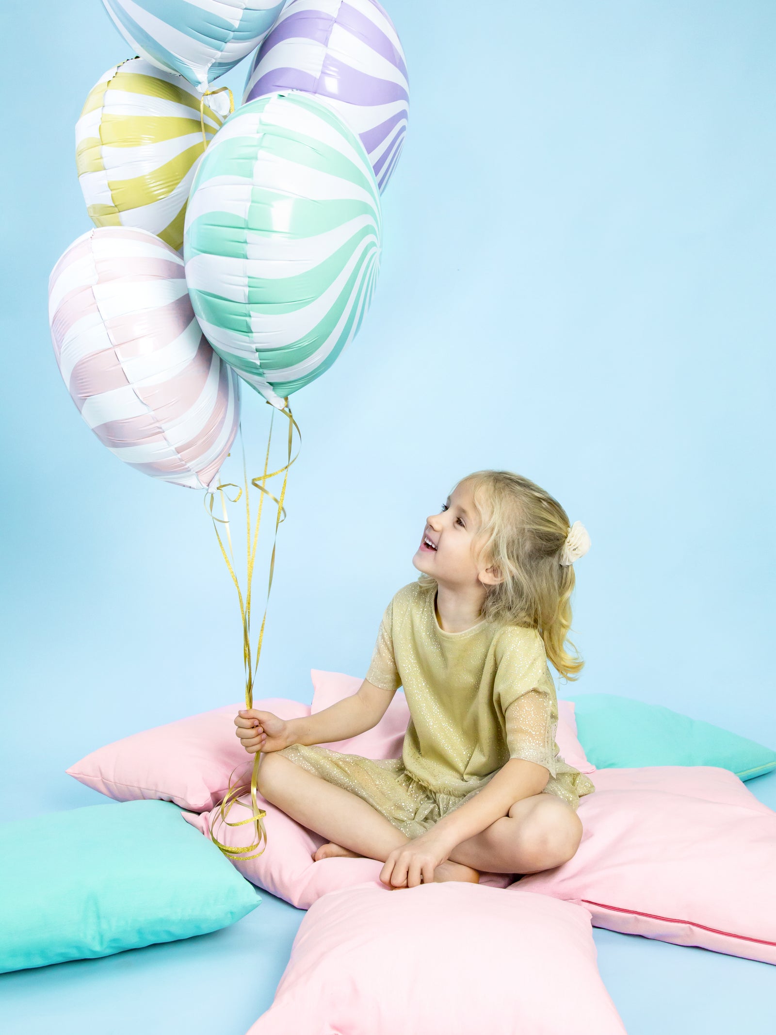 Light Blue Swirly Lollipop Foil Balloon