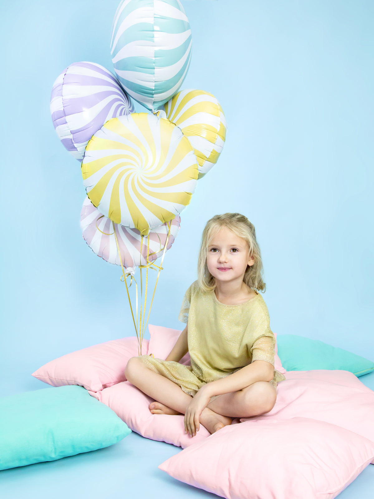 Light Yellow Swirly Lollipop Foil Balloon