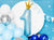 Number 1 Sky Blue With Crown Balloon