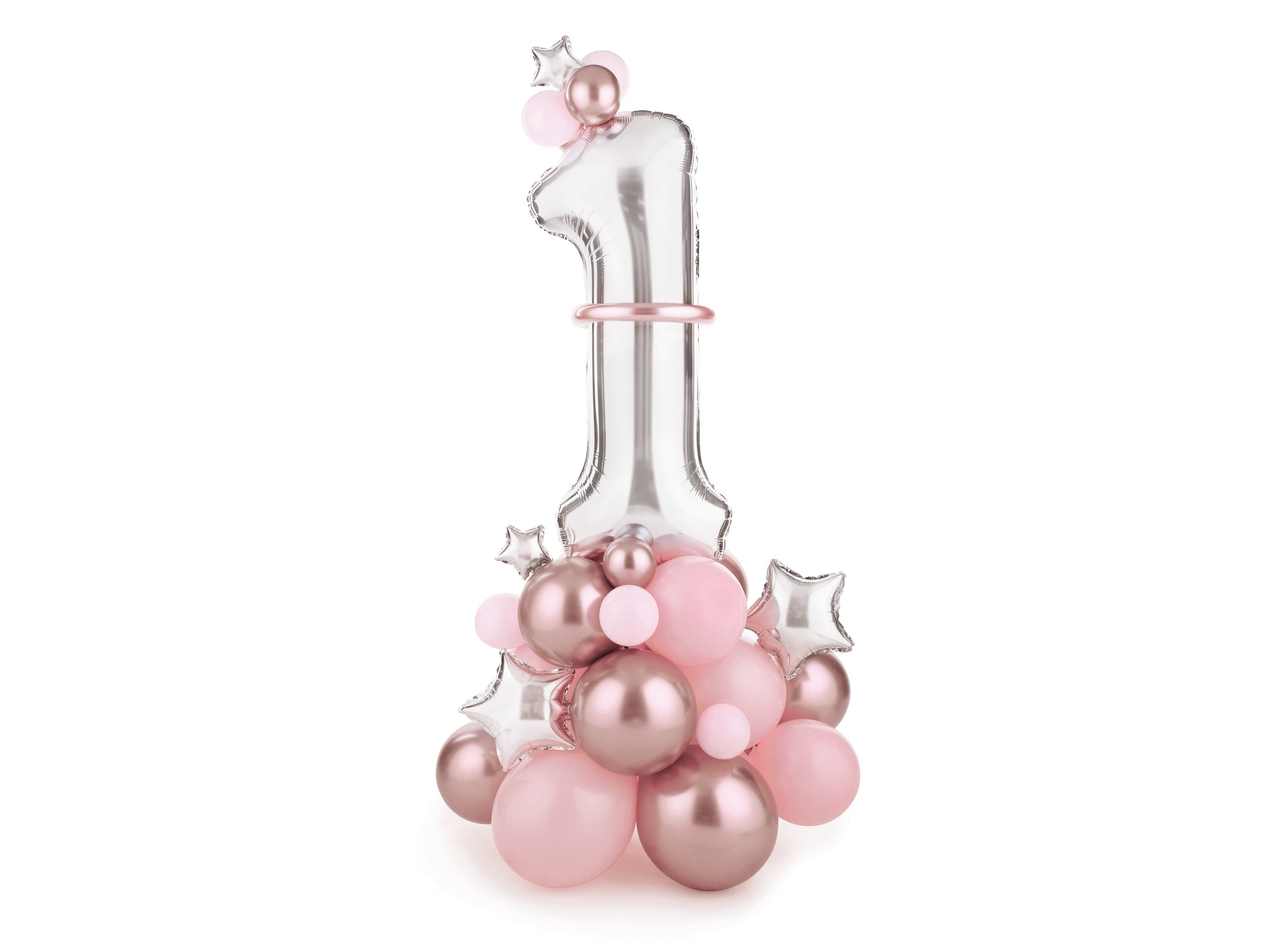 Pink 1st Birthday Balloon Column Stack