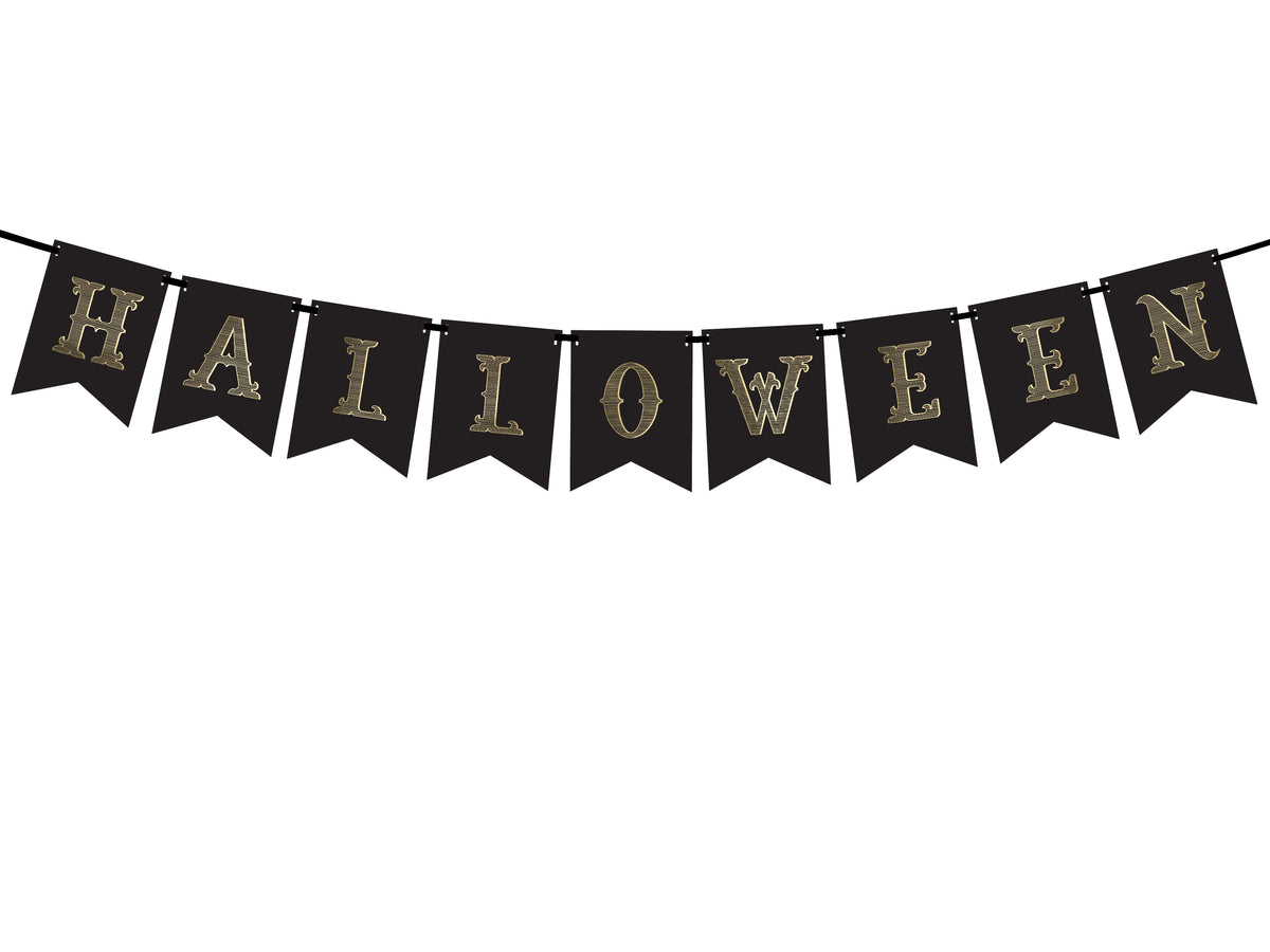 Black &amp; Gold Halloween Pennant Banner
