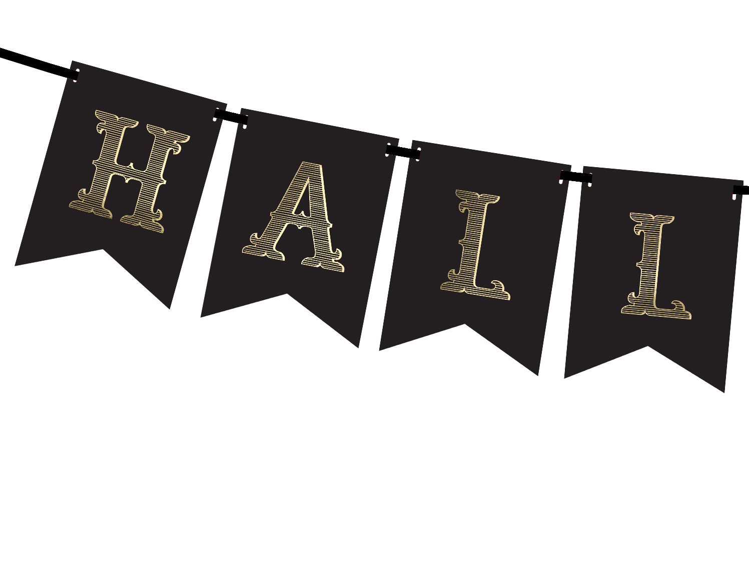 Black & Gold Halloween Pennant Banner