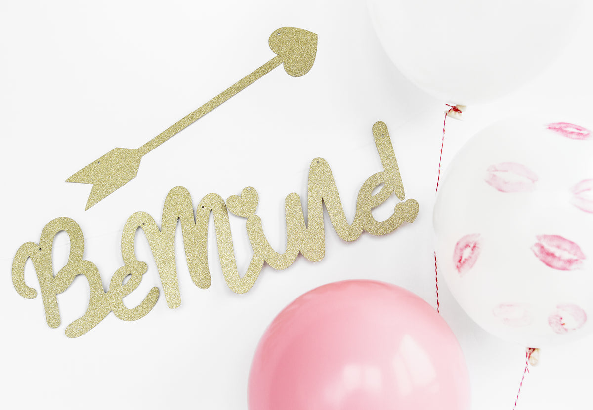 Gold Glittery Be Mine! Banner