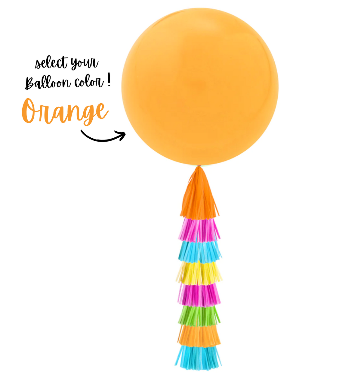 Giant Balloon with Tassels - Rose, Yellow, Green &amp; Blue