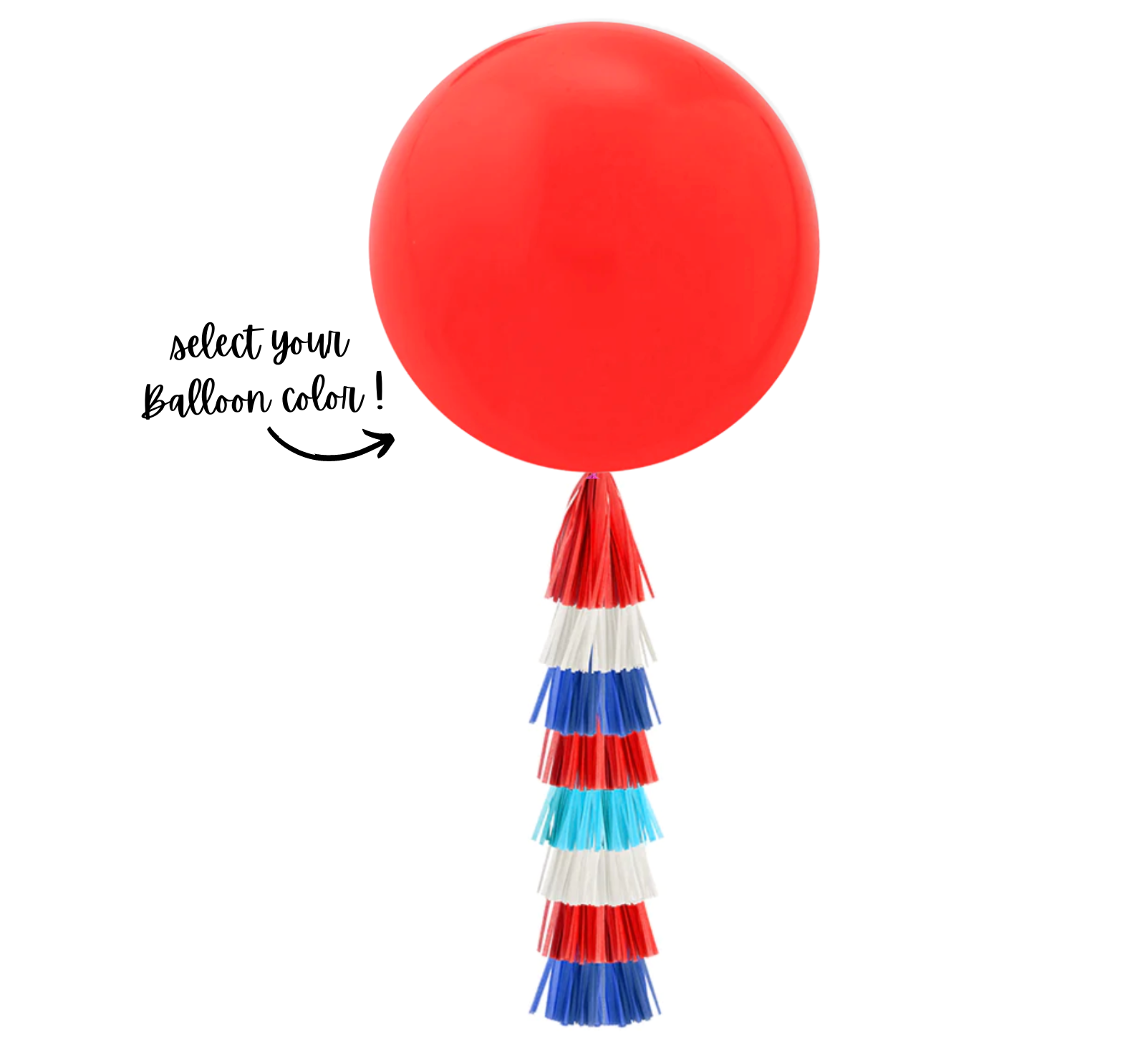 Giant Balloon with Tassels - Red, White & Blue