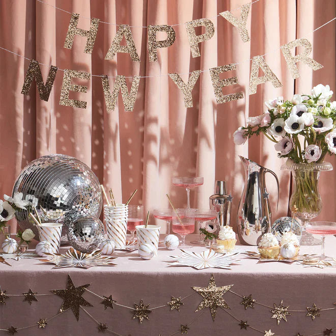 Gold Glitter Happy New Year Garland Meri Meri