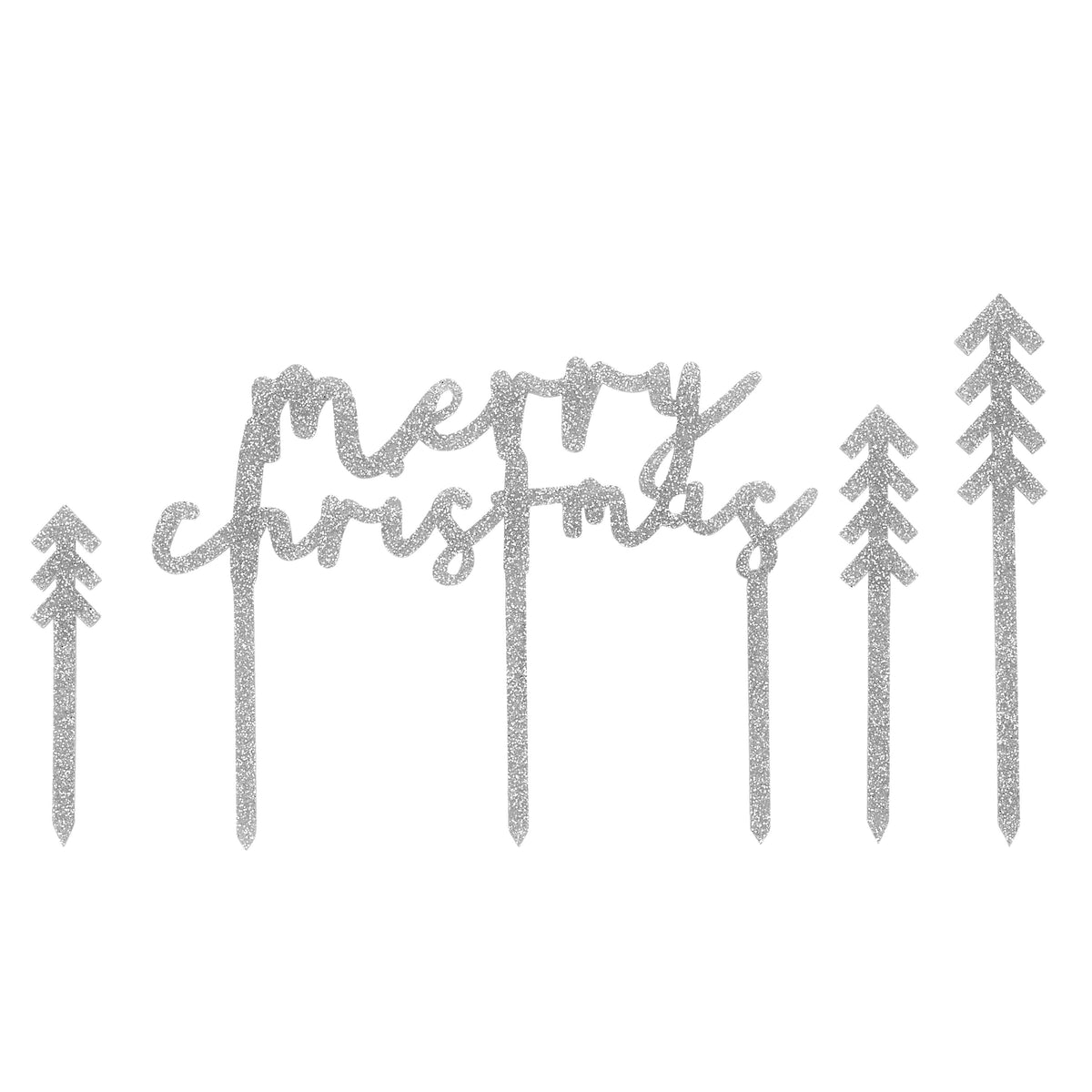 &#39;Merry Christmas&#39; Glitter Cake Topper Set
