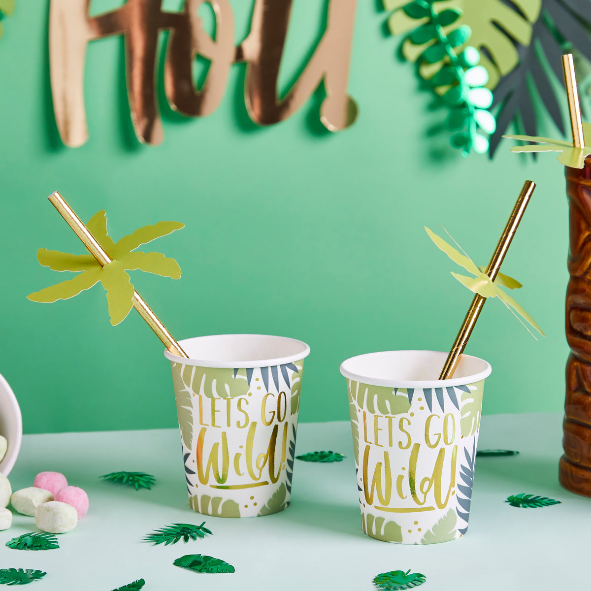 Tropical Leaf Patterned Party Cups