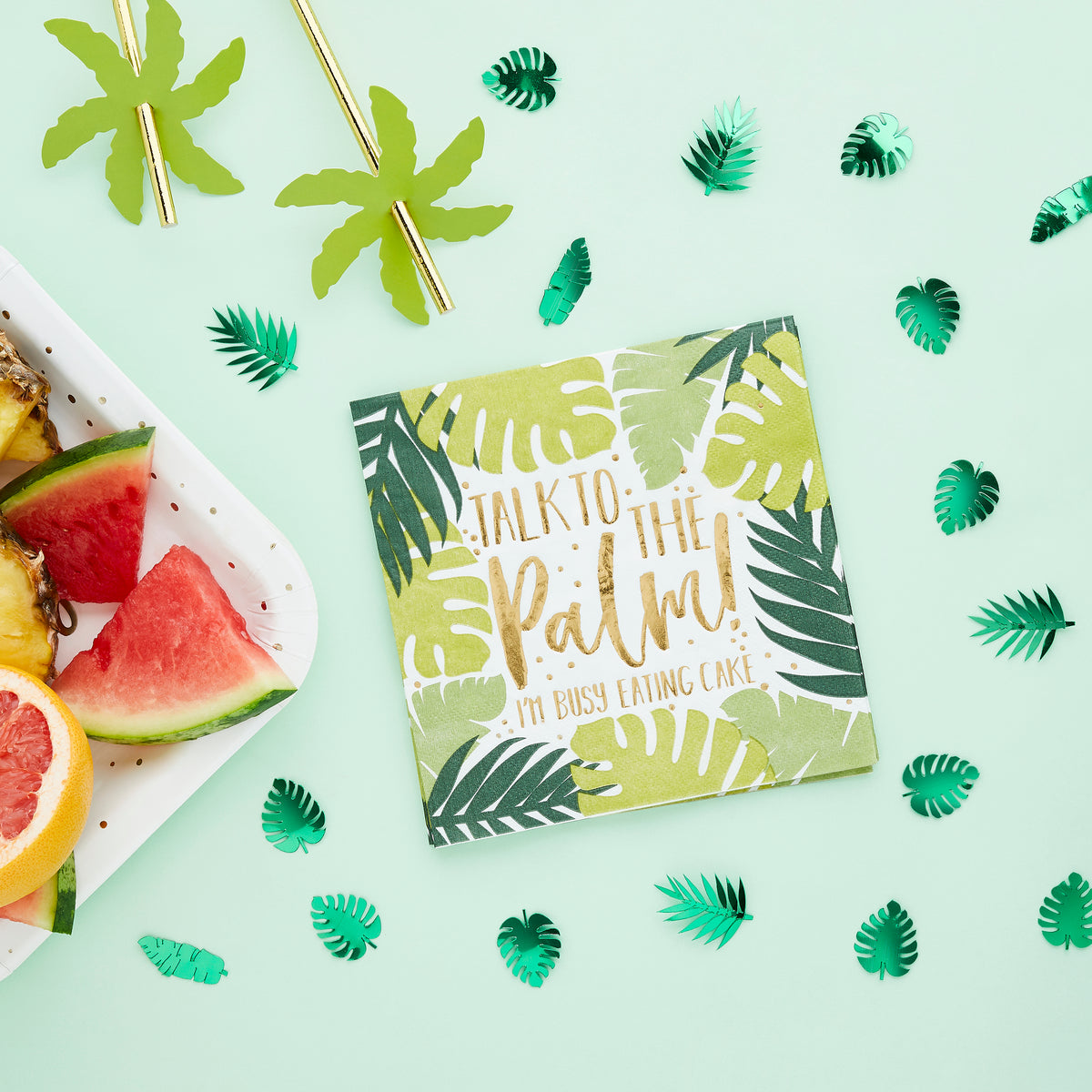 Tropical Leaf Patterned Paper Napkins