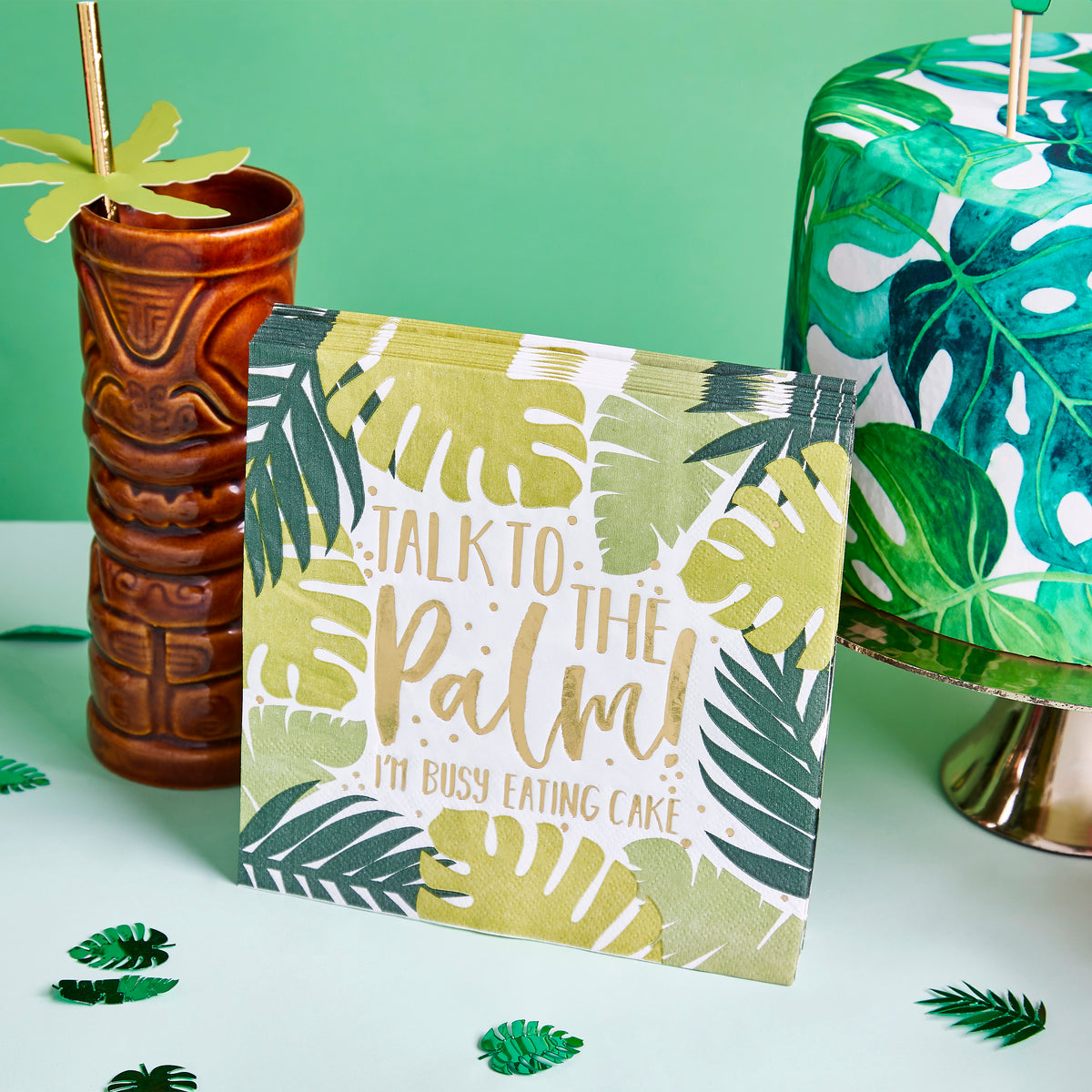 Tropical Leaf Patterned Paper Napkins