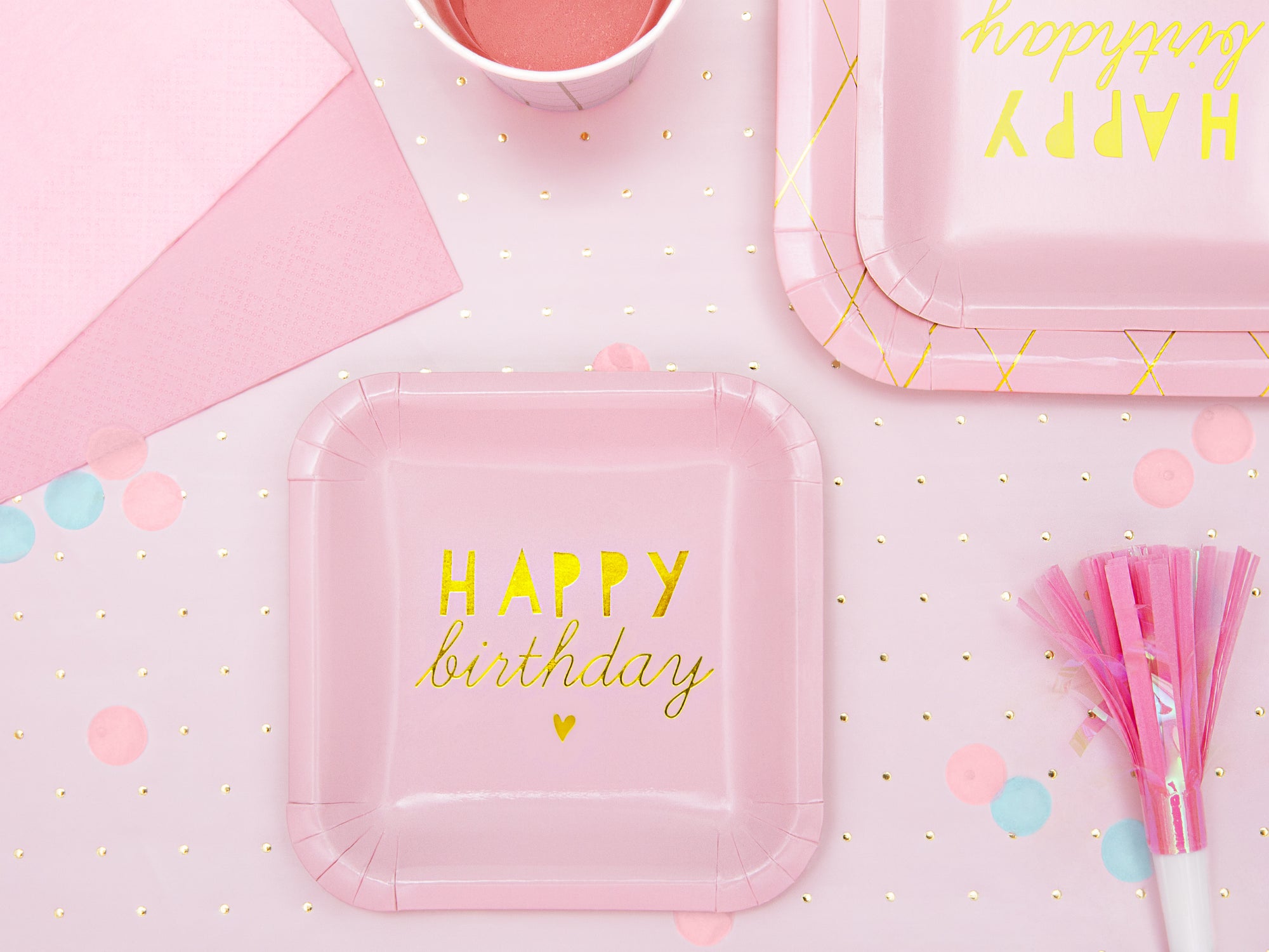 Pink Fringed Party Horns