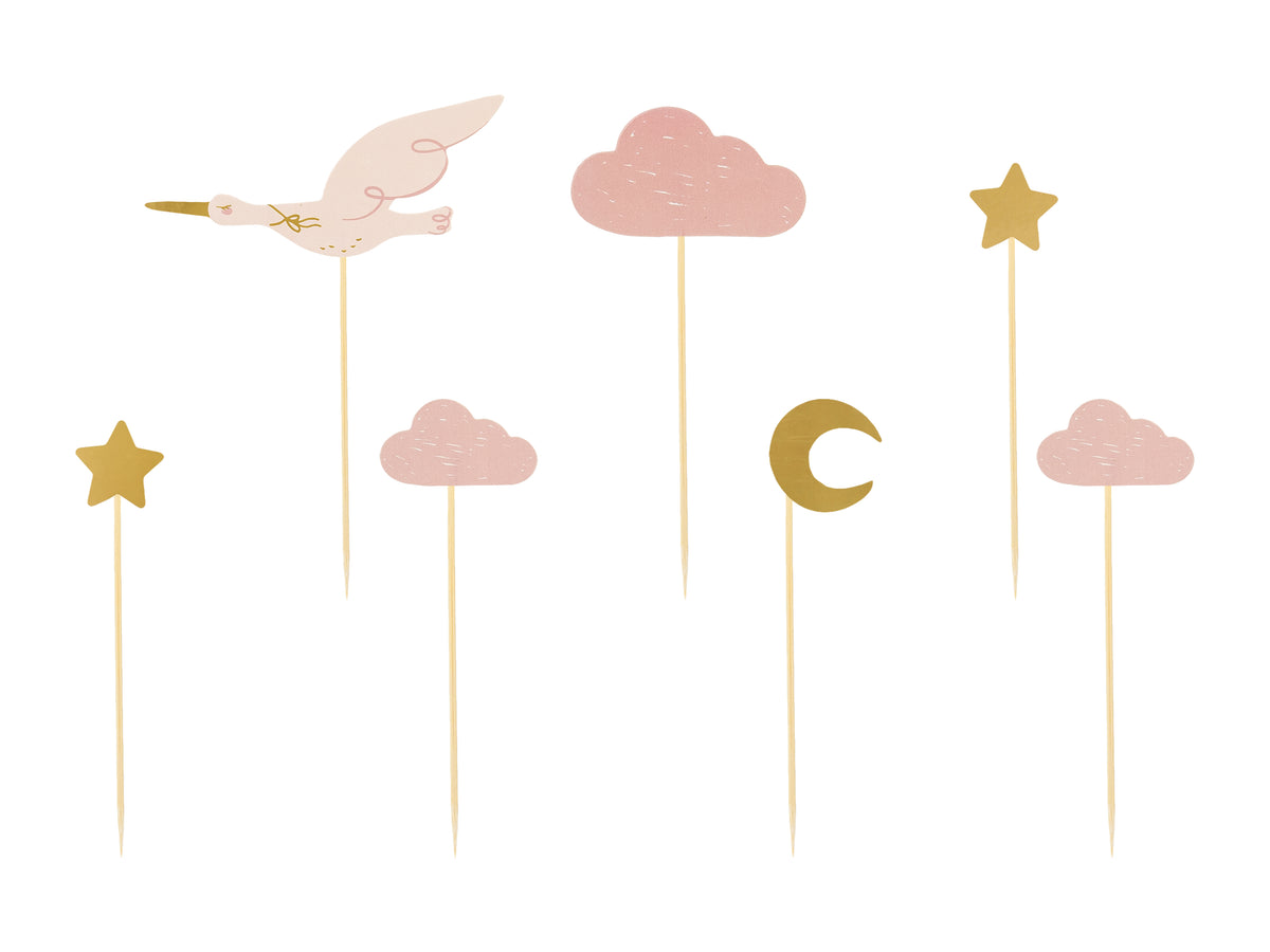 Pink Cupcake Stork Toppers