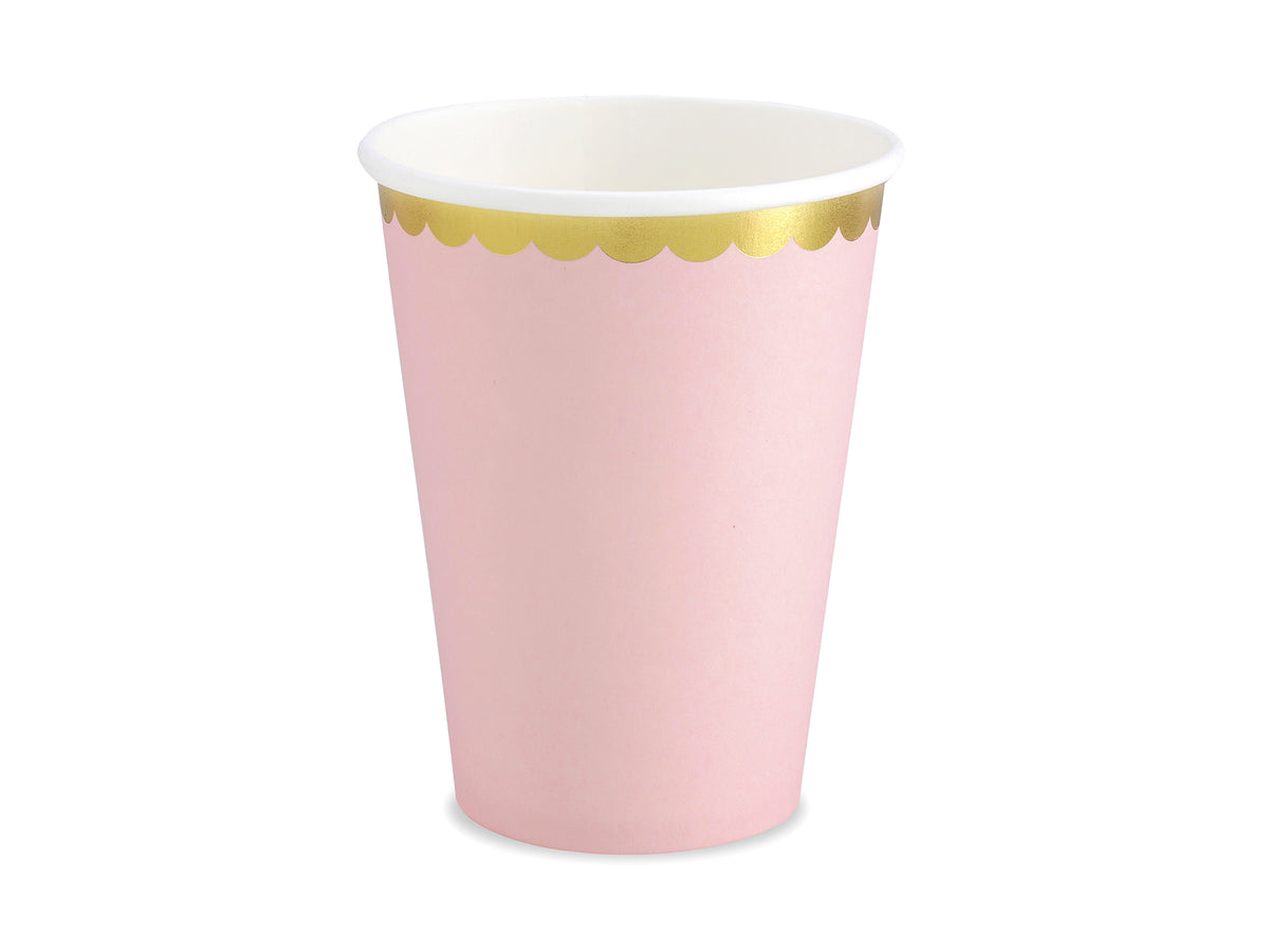Light Pink Paper Cups Gold Edge