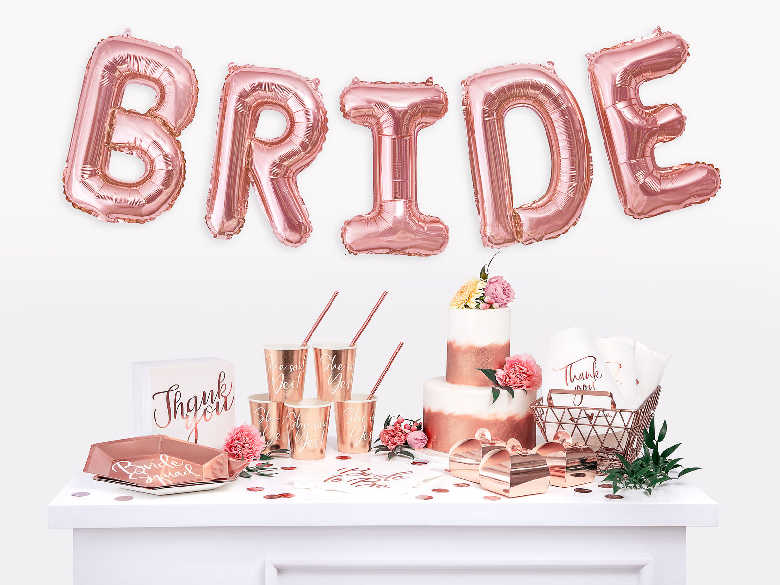 Rose Gold She Said Yes! Paper Cups 