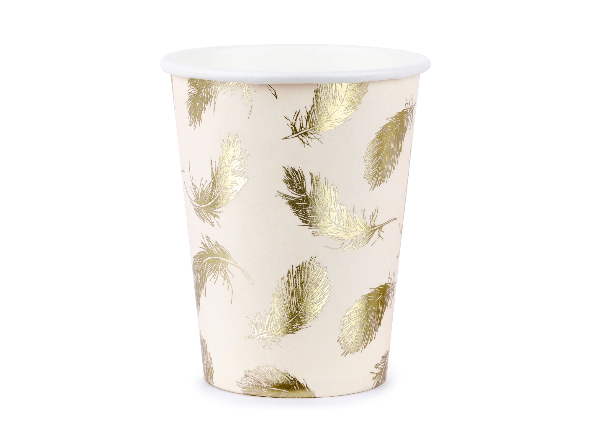 Swan Lake Paper Party Cups Gold Feathers