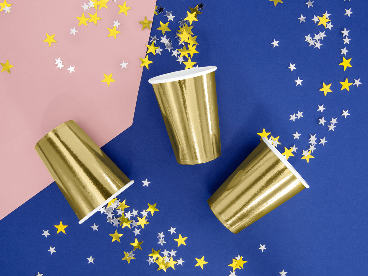 Gold Shiny Metallic Paper Cups  