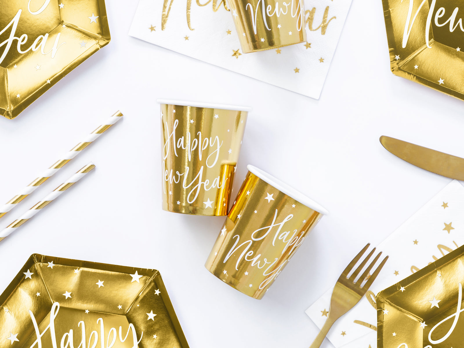  Happy New Year Golden Party Cups 