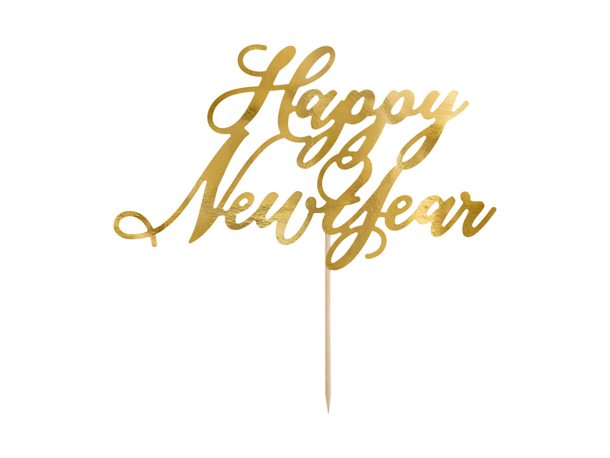 Gold Script Happy New Year Cake Topper