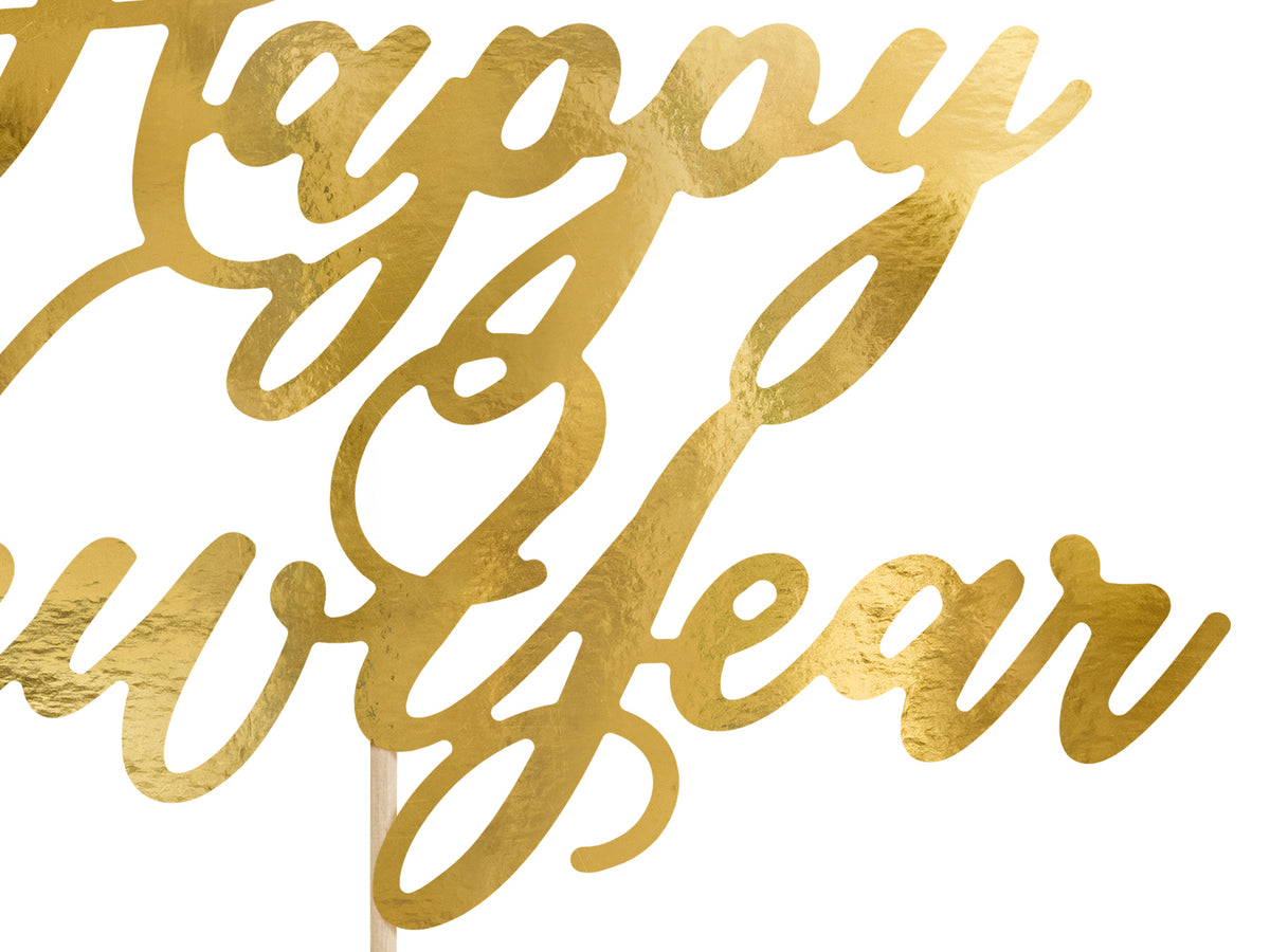 Gold Script Happy New Year Cake Topper