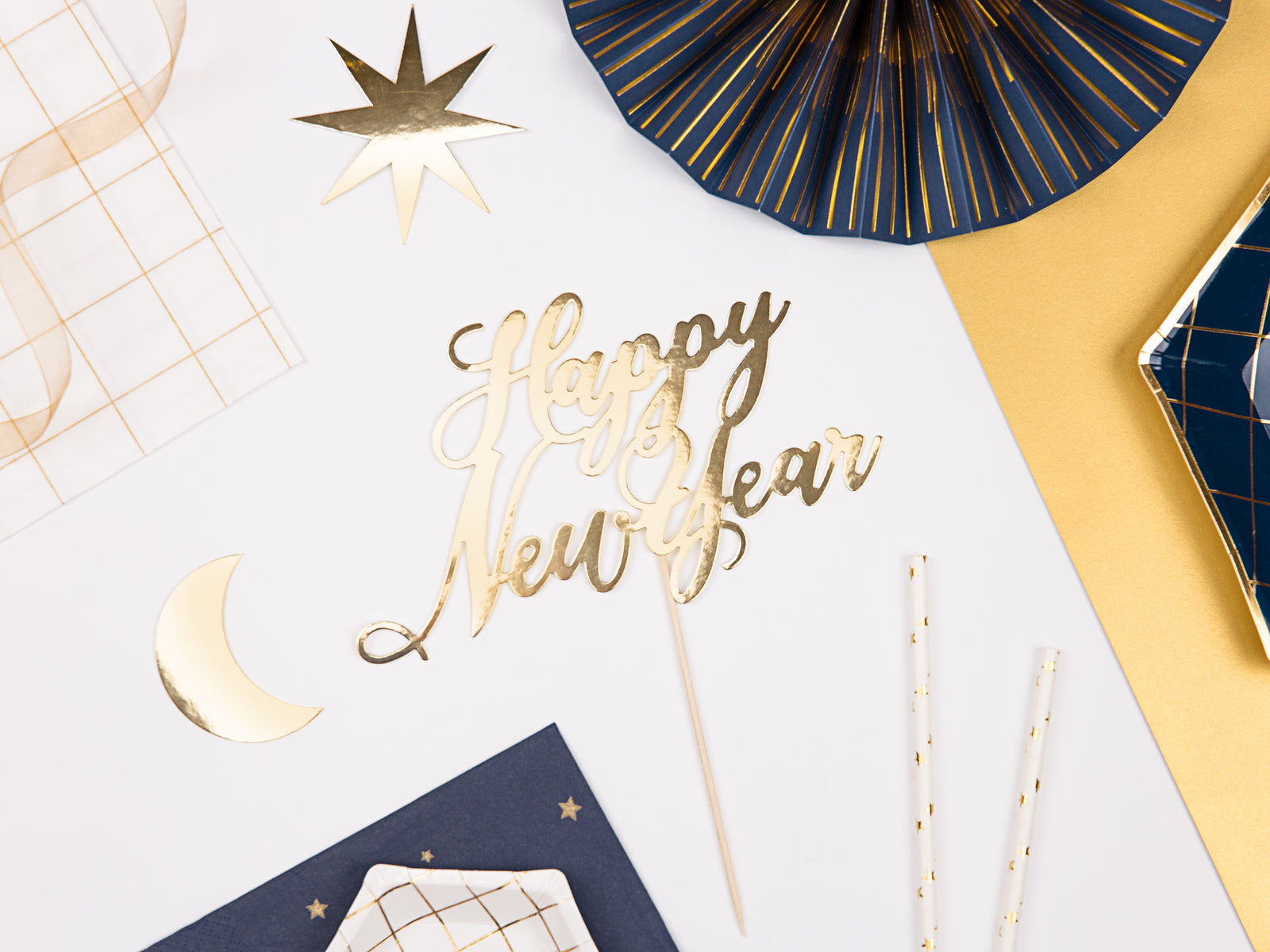 Gold Script Happy New Year Cake Topper