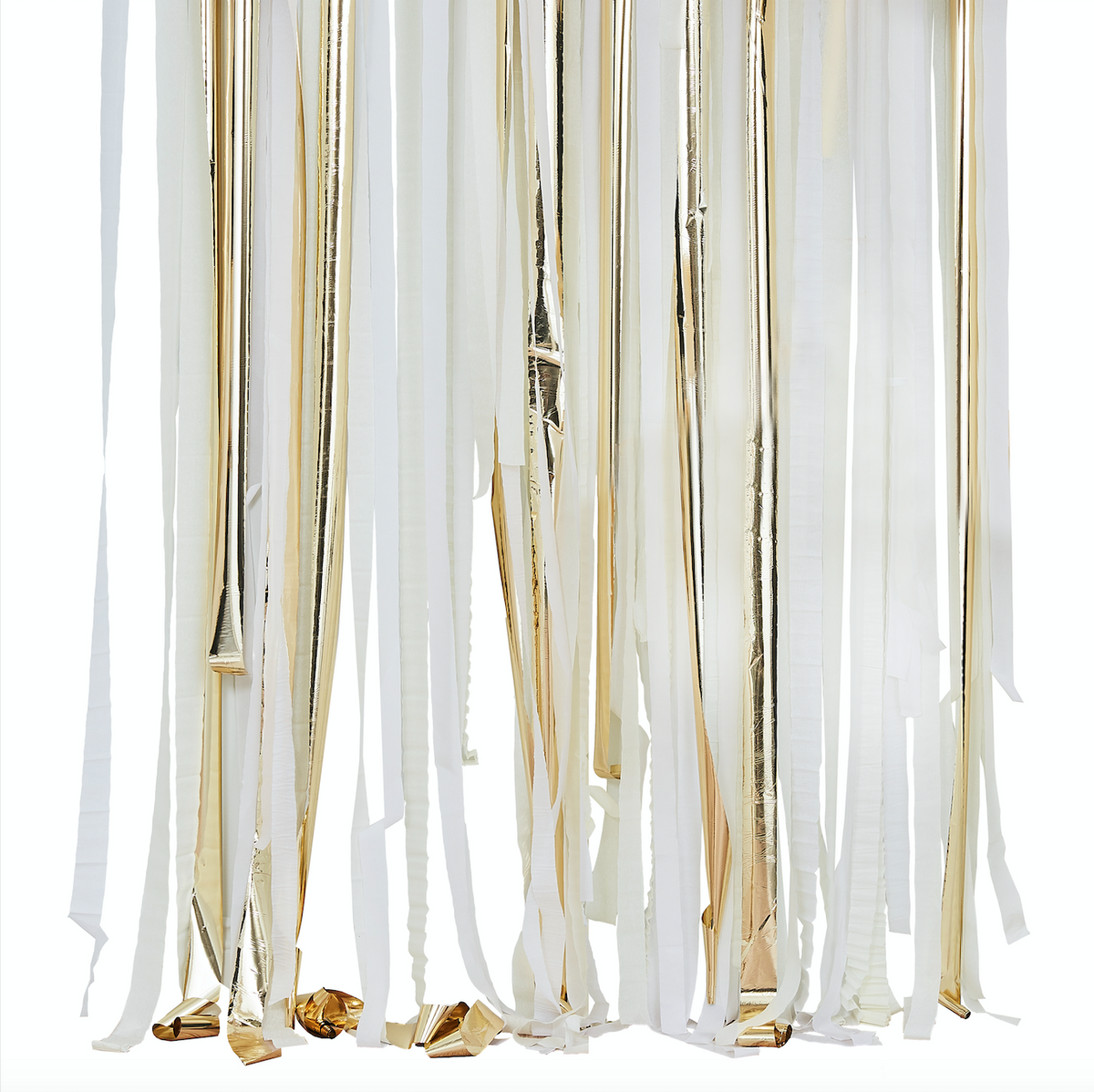 Gold Metallic Party Streamers Backdrop