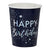Iridescent Foiled Happy Birthday Paper Cups Stargazer