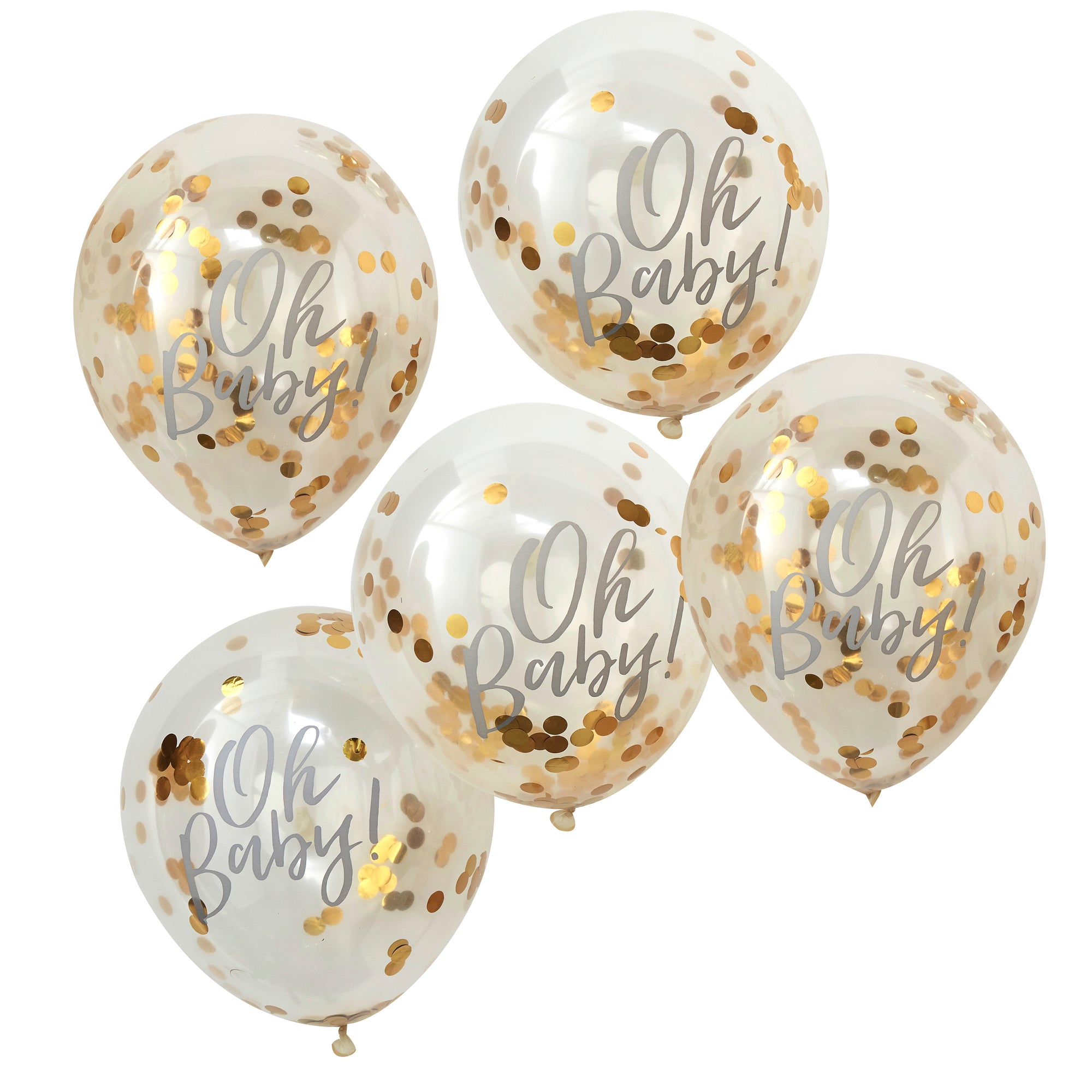 Gold Confetti Oh Baby Shower Balloons