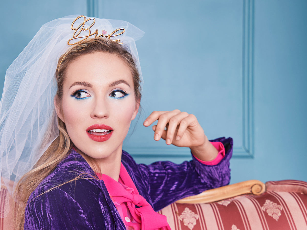 Gold Bride Veil Headband 