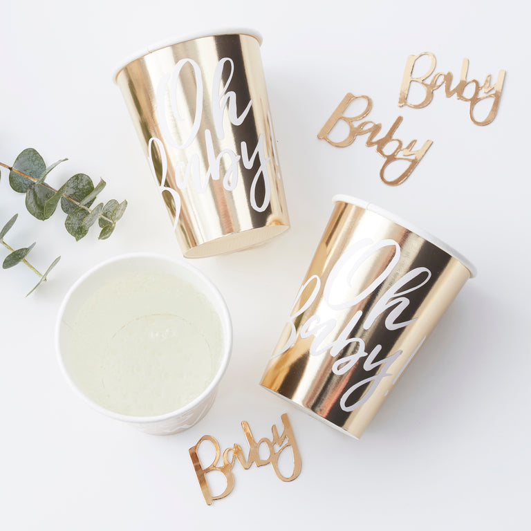Oh Baby! Gold Baby Shower Cups 