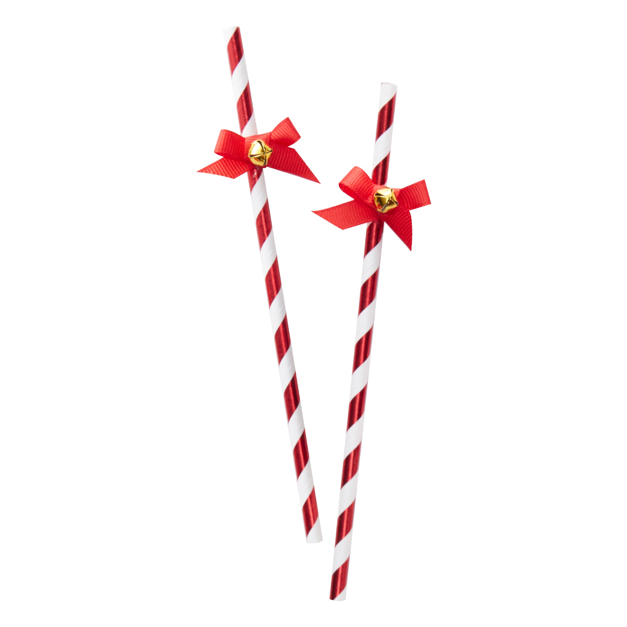 Red & White Christmas Straws With Bells